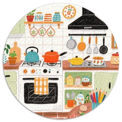 Küche 1000 Teile Rundes Puzzle Kreatives Geschenk Unmögliches Spiel Für Die Ganze Familie 1000pcs (67.5x67.5cm) von ZXOAWQX