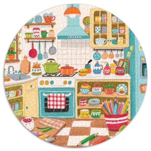Küche 1000 Teile Rundes Puzzle Stressabbau Geschenk Unmögliches Spiel Für Die Ganze Familie 1000pcs (67.5x67.5cm) von ZXOAWQX