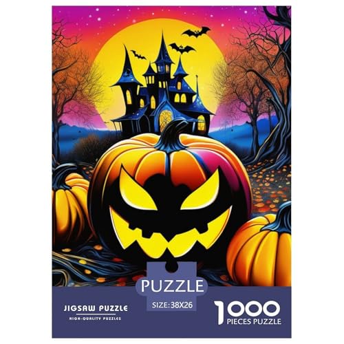 Kürbis Halloween 1000 Teile Puzzles Puzzlespiele Lernspiel Herausforderung Spielzeug Für Die Ganze Familie Tolle Geschenkidee 38x26cm/1000pcs von ZXOAWQX