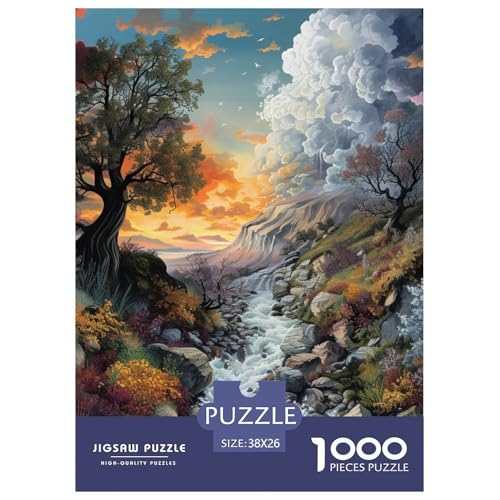 Landschaftsmalerie 1000 Teile Puzzles Puzzlespiele Kreative Unterhaltung Für Erwachsene Und Kinder Ab 12 Jahren Tolle Geschenkidee 38x26cm/1000pcs von ZXOAWQX