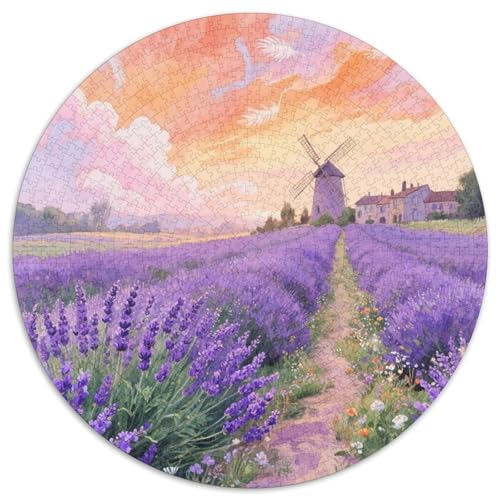 Lavendel 1000 Teile Rundes Puzzle Stressabbau Blumen Geschenk Puzzlespiele Für Die Ganze Familie 1000pcs (67.5x67.5cm) von ZXOAWQX