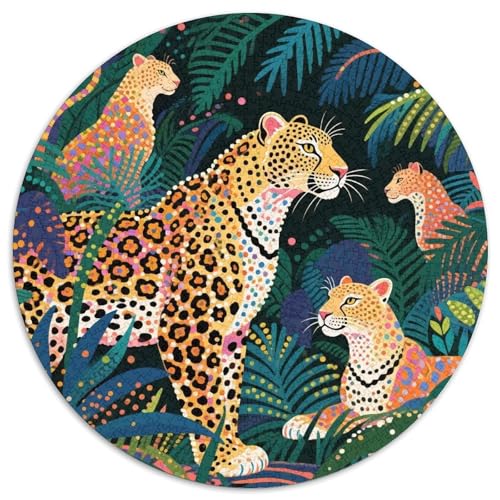 Leopard 1000 Teile Rundes Puzzle Kreatives Tier Jigsaw Geschenk Unmögliches Spiel Für Die Ganze Familie 1000pcs (67.5x67.5cm) von ZXOAWQX