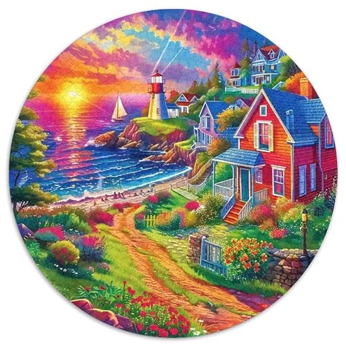 Leuchtturm 1000 Teile Rundes Puzzle Kreatives Geschenk Unmögliches Spiel Für Erwachsene Und Kinder 1000pcs (67.5x67.5cm) von ZXOAWQX