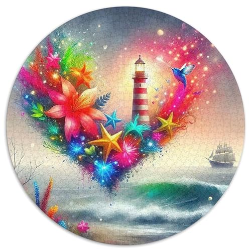 Leuchtturm 1000 Teile Rundes Puzzle Kreatives Geschenk Unmögliches Spiel Für Erwachsene Und Kinder 1000pcs (67.5x67.5cm) von ZXOAWQX