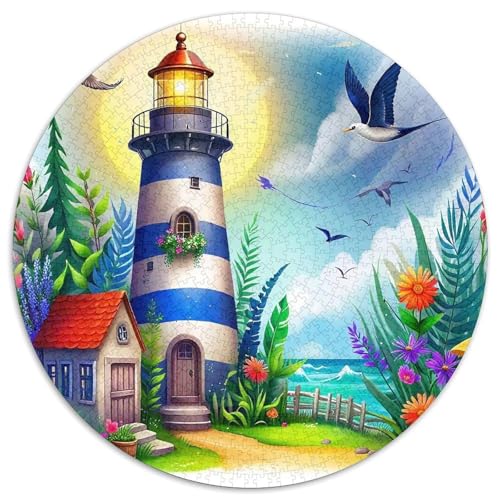 Leuchtturm 1000 Teile Rundes Puzzle Stressabbau Geschenk Unmögliches Spiel Für Die Ganze Familie 1000pcs (67.5x67.5cm) von ZXOAWQX