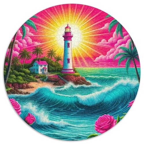 Leuchtturm 1000 Teile Rundes Puzzle Stressabbau Geschenk Unmögliches Spiel Für Erwachsene Und Kinder 1000pcs (67.5x67.5cm) von ZXOAWQX