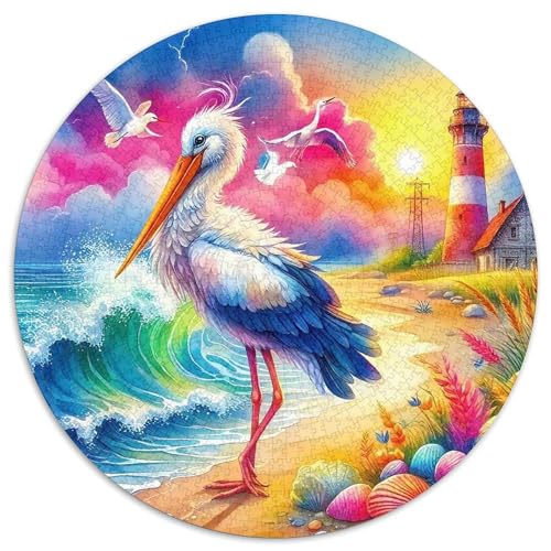 Leuchtturm 1000 Teile Rundes Puzzle Stressabbau Jigsaw Geschenk Puzzlespiele Für Die Ganze Familie 1000pcs (67.5x67.5cm) von ZXOAWQX