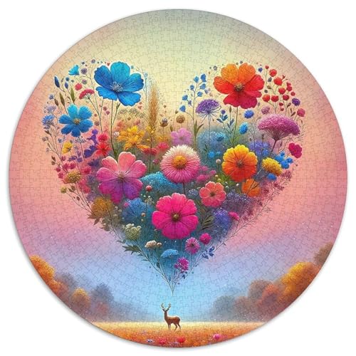 Liebe Blumen 1000 Teile Rundes Puzzle Kreatives Geschenk EIN Herausforderndes Für Die Ganze Familie 1000pcs (67.5x67.5cm) von ZXOAWQX
