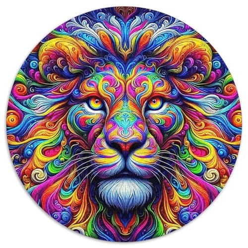 Löwen 1000 Teile Rundes Puzzle Stressabbau Geschenk Unmögliches Spiel Für Erwachsene Und Kinder 1000pcs (67.5x67.5cm) von ZXOAWQX