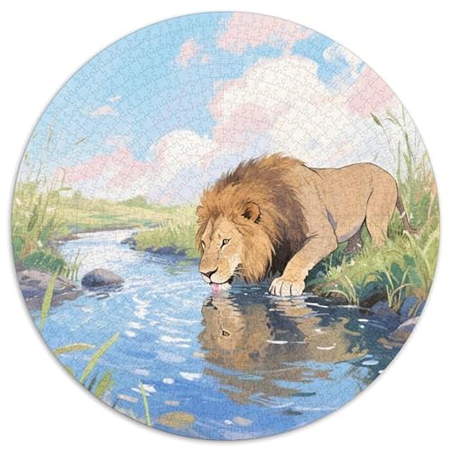 Löwen 1000 Teile Rundes Puzzle Stressabbau Tier Geschenk Unmögliches Spiel Für Erwachsene Und Kinder 1000pcs (67.5x67.5cm) von ZXOAWQX