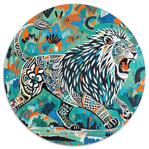 Löwen 1000 Teile Rundes Puzzle Stressabbau Tier Geschenk Unmögliches Spiel Für Erwachsene Und Kinder 1000pcs (67.5x67.5cm) von ZXOAWQX