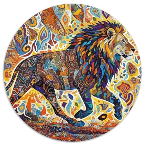 Löwen 1000 Teile Rundes Puzzle Stressabbau Tier Jigsaw Geschenk Unmögliches Spiel Für Die Ganze Familie 1000pcs (67.5x67.5cm) von ZXOAWQX