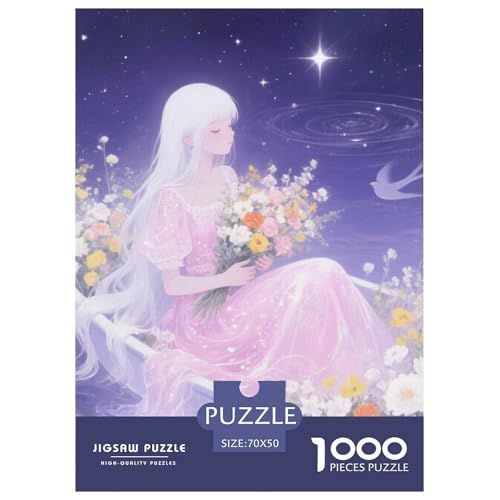 Mädchen Blumen 1000 Teile Puzzles schön Puzzlespiele Kreative Unterhaltung Für Die Ganze Familie Tolle Geschenkidee 70x50cm/1000pcs von ZXOAWQX