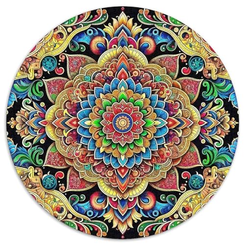 Mandala Blume 1000 Teile Rundes Puzzle Kreatives Geschenk Anspruchsvoll Für Erwachsene Und Kinder 1000pcs (67.5x67.5cm) von ZXOAWQX