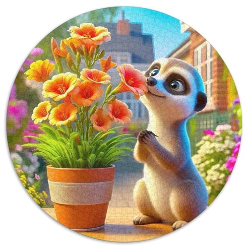 Meerkat 1000 Teile Rundes Puzzle Stressabbau Jigsaw Geschenk EIN Herausforderndes Puzzle Für Erwachsene Und Kinder 1000pcs (67.5x67.5cm) von ZXOAWQX