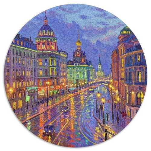 Moskau 1000 Teile Rundes Puzzle Stressabbau malerischer Spot Geschenk Unmögliches Spiel Für Die Ganze Familie 1000pcs (67.5x67.5cm) von ZXOAWQX