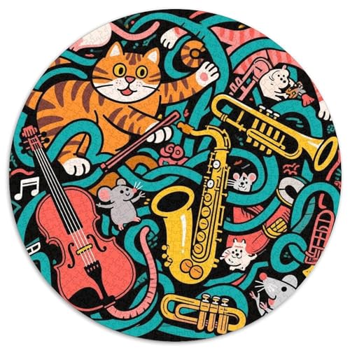 Musikinstrumente 1000 Teile Rundes Puzzle Stressabbau interessant Jigsaw Geschenk EIN Herausforderndes Puzzle Für Die Ganze Familie 1000pcs (67.5x67.5cm) von ZXOAWQX