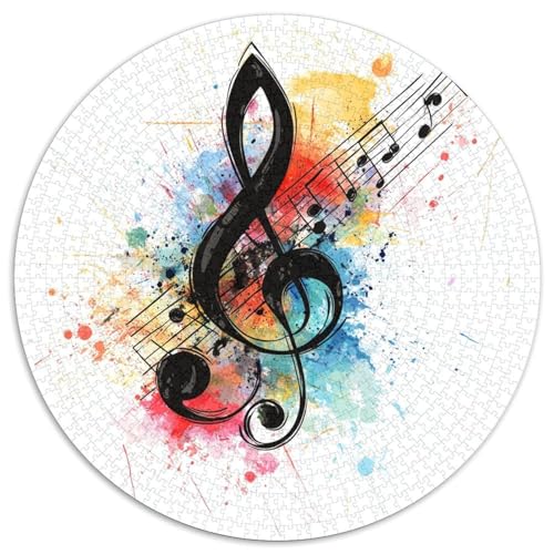 Musiknotation 1000 Teile Rundes Puzzle Kreatives Jigsaw Geschenk Puzzlespiele Für Die Ganze Familie 1000pcs (67.5x67.5cm) von ZXOAWQX