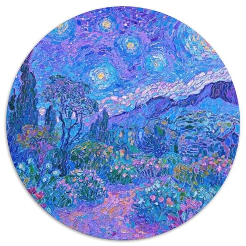 Nachthimmel 1000 Teile Rundes Puzzle Stressabbau Landschaft Geschenk EIN Herausforderndes Für Erwachsene Und Kinder 1000pcs (67.5x67.5cm) von ZXOAWQX