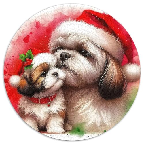 Netter Hund 1000 Teile Rundes Puzzle Stressabbau Geschenk EIN Herausforderndes Für Erwachsene Und Kinder 1000pcs (67.5x67.5cm) von ZXOAWQX