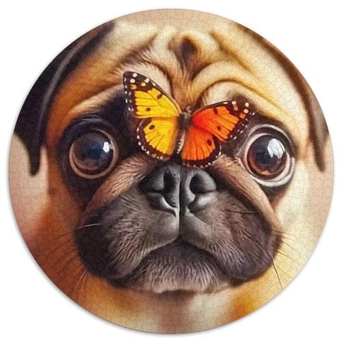 Netter Hund 1000 Teile Rundes Puzzle Stressabbau Geschenk Unmögliches Spiel Für Erwachsene Und Kinder 1000pcs (67.5x67.5cm) von ZXOAWQX