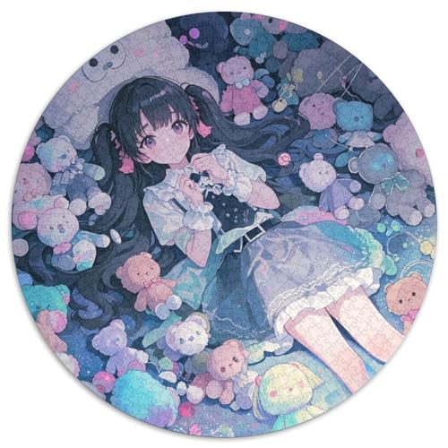 Nettes Mädchen 1000 Teile Rundes Puzzle Stressabbau Anime Jigsaw Geschenk Anspruchsvoll Für Erwachsene Und Kinder 1000pcs (67.5x67.5cm) von ZXOAWQX