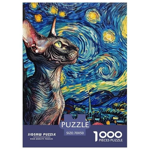 Niedliche Katze 1000 Teile Puzzles Dekoration EIN Herausforderndes Für Erwachsene Und Kinder Ab 12 Jahren Tolle Geschenkidee 70x50cm/1000pcs von ZXOAWQX