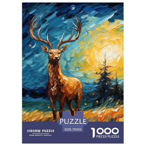 Ölmalerei Elk 1000 Teile Puzzles Clevere Klassisches Lernspiel Für Erwachsene Tolle Geschenkidee 70x50cm/1000pcs von ZXOAWQX