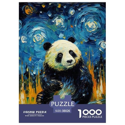Ölmalerei Panda 1000 Teile Puzzles Clevere Lernspiel Herausforderung Spielzeug Für Erwachsene Tolle Geschenkidee 38x26cm/1000pcs von ZXOAWQX