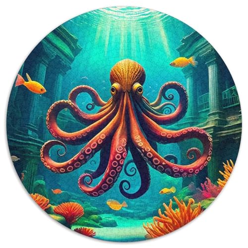 Octopus 1000 Teile Rundes Puzzle Kreatives Geschenk Unmögliches Spiel Für Die Ganze Familie 1000pcs (67.5x67.5cm) von ZXOAWQX