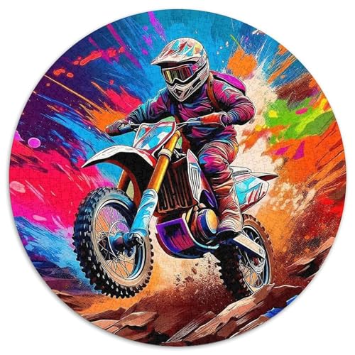 Offroad Motorrad 1000 Teile Rundes Puzzle Stressabbau Geschenk Anspruchsvoll Für Erwachsene Und Kinder 1000pcs (67.5x67.5cm) von ZXOAWQX