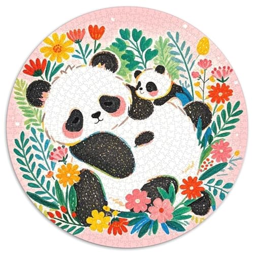 Panda 1000 Teile Rundes Puzzle Stressabbau Tier Geschenk Unmögliches Spiel Für Die Ganze Familie 1000pcs (67.5x67.5cm) von ZXOAWQX