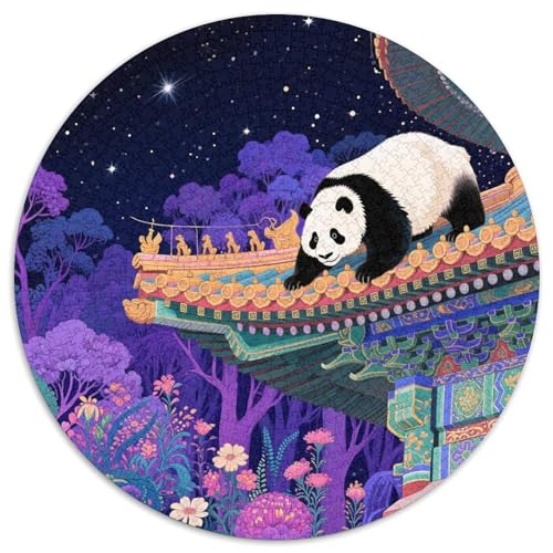 Panda 1000 Teile Rundes Puzzle Stressabbau Tier Geschenk Unmögliches Spiel Für Die Ganze Familie 1000pcs (67.5x67.5cm) von ZXOAWQX