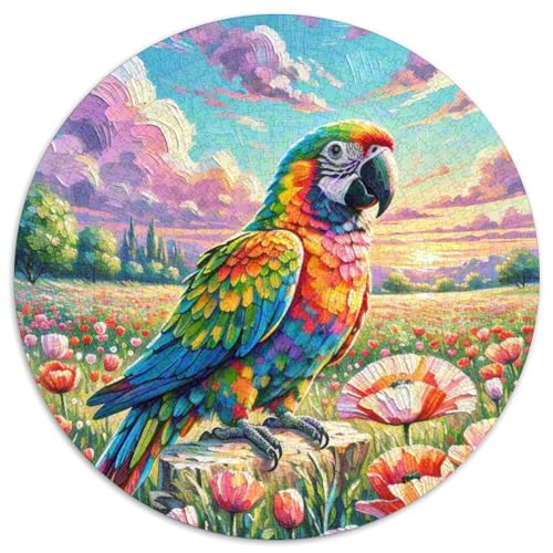Papagei 1000 Teile Rundes Puzzle Stressabbau Tier Bird Jigsaw Geschenk EIN Herausforderndes Puzzle Für Erwachsene Und Kinder 1000pcs (67.5x67.5cm) von ZXOAWQX