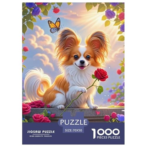 Papillon 1000 Teile Puzzles Hund Puzzlespiele Kreative Unterhaltung Für Erwachsene Tolle Geschenkidee 70x50cm/1000pcs von ZXOAWQX