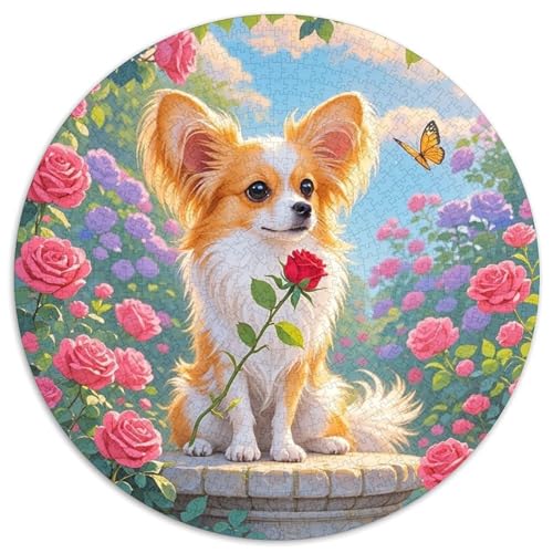 Papillon 1000 Teile Rundes Puzzle Kreatives Hund Jigsaw Geschenk Anspruchsvoll Für Erwachsene Und Kinder 1000pcs (67.5x67.5cm) von ZXOAWQX