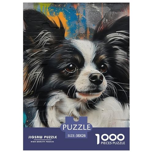 Papillon Hund 1000 Teile Puzzles Classic Lernspiel Herausforderung Spielzeug Für Erwachsene Tolle Geschenkidee 38x26cm/1000pcs von ZXOAWQX