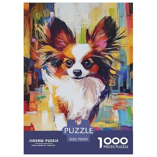 Papillon Hund 1000 Teile Puzzles Clevere Lernspiel Herausforderung Spielzeug Für Erwachsene Tolle Geschenkidee 70x50cm/1000pcs von ZXOAWQX