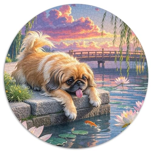 Pekinger 1000 Teile Rundes Puzzle Kreatives Hund Jigsaw Geschenk Puzzlespiele Für Erwachsene Und Kinder 1000pcs (67.5x67.5cm) von ZXOAWQX