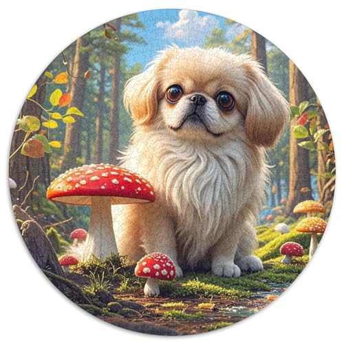 Pekinger 1000 Teile Rundes Puzzle Stressabbau Hund Jigsaw Geschenk Unmögliches Spiel Für Die Ganze Familie 1000pcs (67.5x67.5cm) von ZXOAWQX