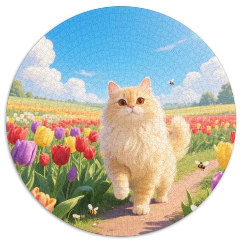Persian Katze 1000 Teile Rundes Puzzle Kreatives Süß Pets Jigsaw Geschenk Unmögliches Spiel Für Erwachsene Und Kinder 1000pcs (67.5x67.5cm) von ZXOAWQX