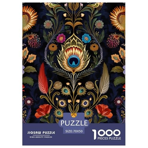 Pfauen 1000 Teile Puzzles DekoRatteion Lernspiel Herausforderung Spielzeug Für Erwachsene Tolle Geschenkidee 70x50cm/1000pcs von ZXOAWQX
