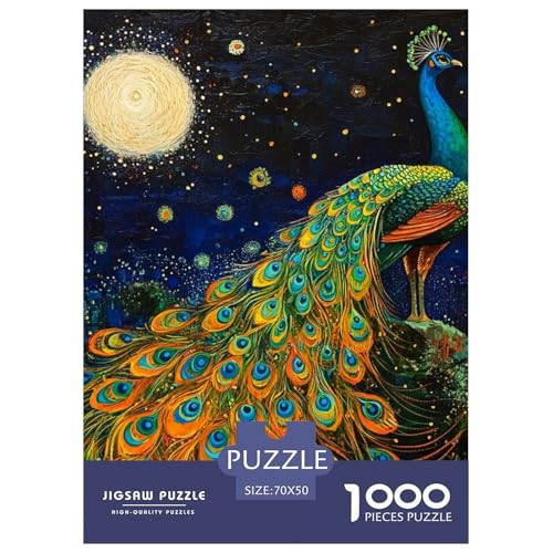 Pfauen 1000 Teile Puzzles Puzzlespiele Klassisches Lernspiel Für Erwachsene Tolle Geschenkidee 70x50cm/1000pcs von ZXOAWQX