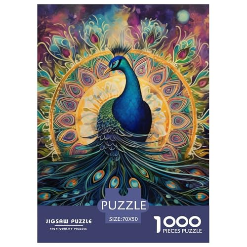 Pfauen 1000 Teile Puzzles Puzzlespiele Lernspiel Herausforderung Spielzeug Für Erwachsene Tolle Geschenkidee 70x50cm/1000pcs von ZXOAWQX