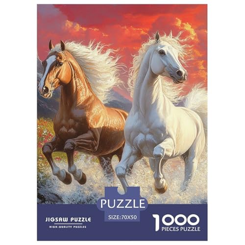 Pferd 1000 Teile Puzzles Clevere EIN Herausforderndes Für Erwachsene Und Kinder Ab 12 Jahren Tolle Geschenkidee 70x50cm/1000pcs von ZXOAWQX
