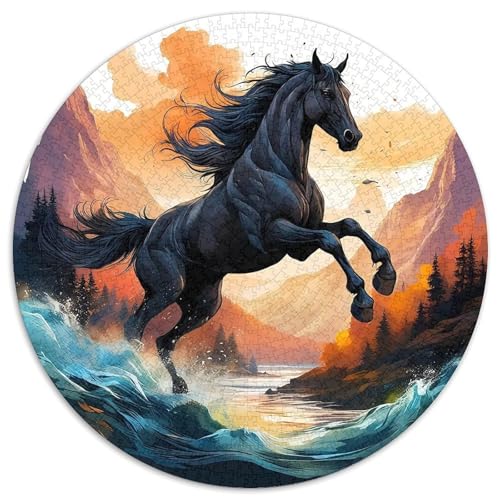 Pferd 1000 Teile Rundes Puzzle Kreatives Geschenk Puzzlespiele Für Die Ganze Familie 1000pcs (67.5x67.5cm) von ZXOAWQX