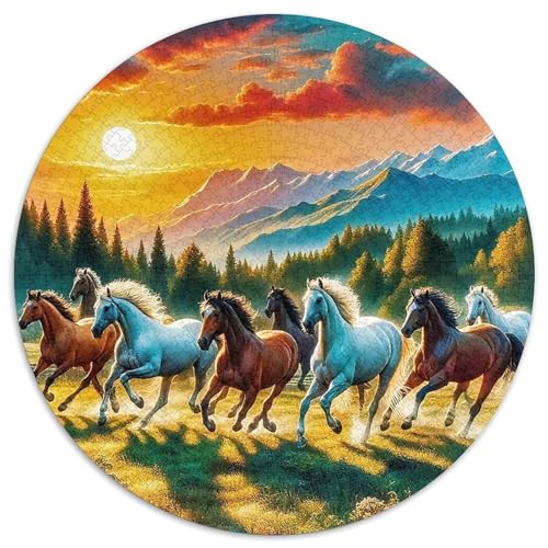 Pferd 1000 Teile Rundes Puzzle Kreatives Geschenk Unmögliches Spiel Für Die Ganze Familie 1000pcs (67.5x67.5cm) von ZXOAWQX