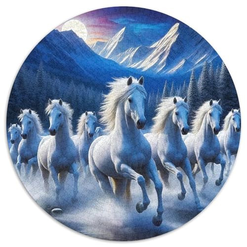 Pferd 1000 Teile Rundes Puzzle Kreatives Jigsaw Geschenk EIN Herausforderndes Puzzle Für Erwachsene Und Kinder 1000pcs (67.5x67.5cm) von ZXOAWQX