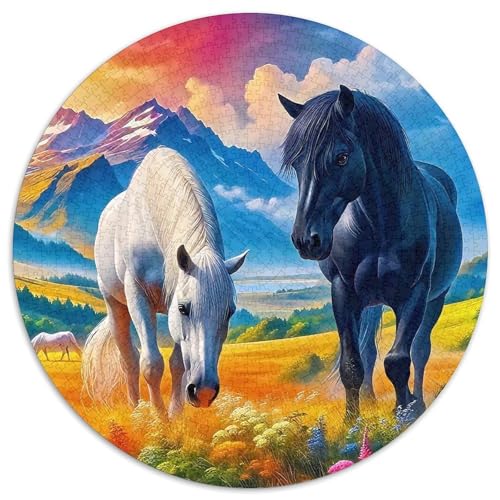 Pferd 1000 Teile Rundes Puzzle Stressabbau Geschenk Unmögliches Spiel Für Erwachsene Und Kinder 1000pcs (67.5x67.5cm) von ZXOAWQX