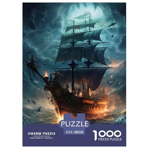 Piratenschiff 1000 Teile Puzzles Dekoration Lernspiel Herausforderung Spielzeug Für Die Ganze Familie Tolle Geschenkidee 38x26cm/1000pcs von ZXOAWQX